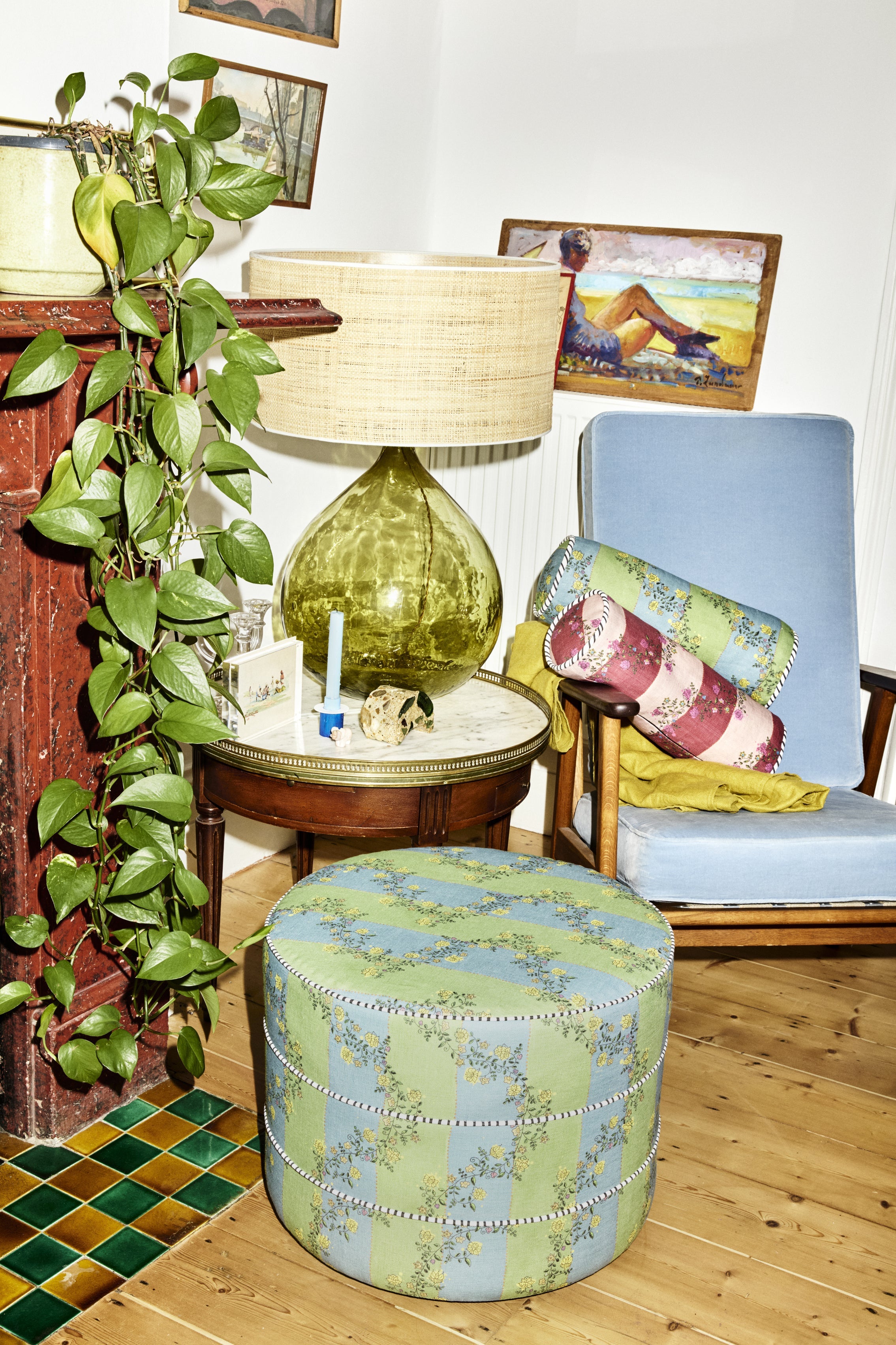 Stack Vine Blots - Artichoke & Dusty Blue | Stripes - Interior Design | Homewares