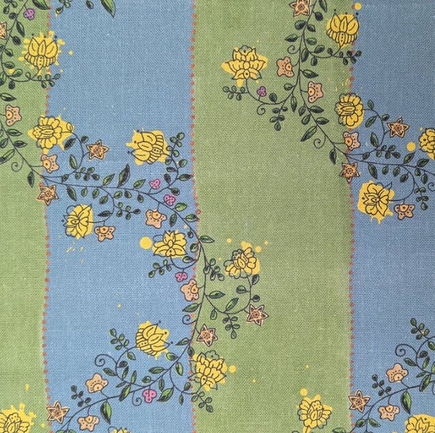 Vine Blots Fabric | Artichoke & Dusky Blue - Interior Design | Homewares | Dried Flowers