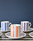 6 Stripe Coffee Cups & Saucers - Interior Design | Homewares | Dried Flowers