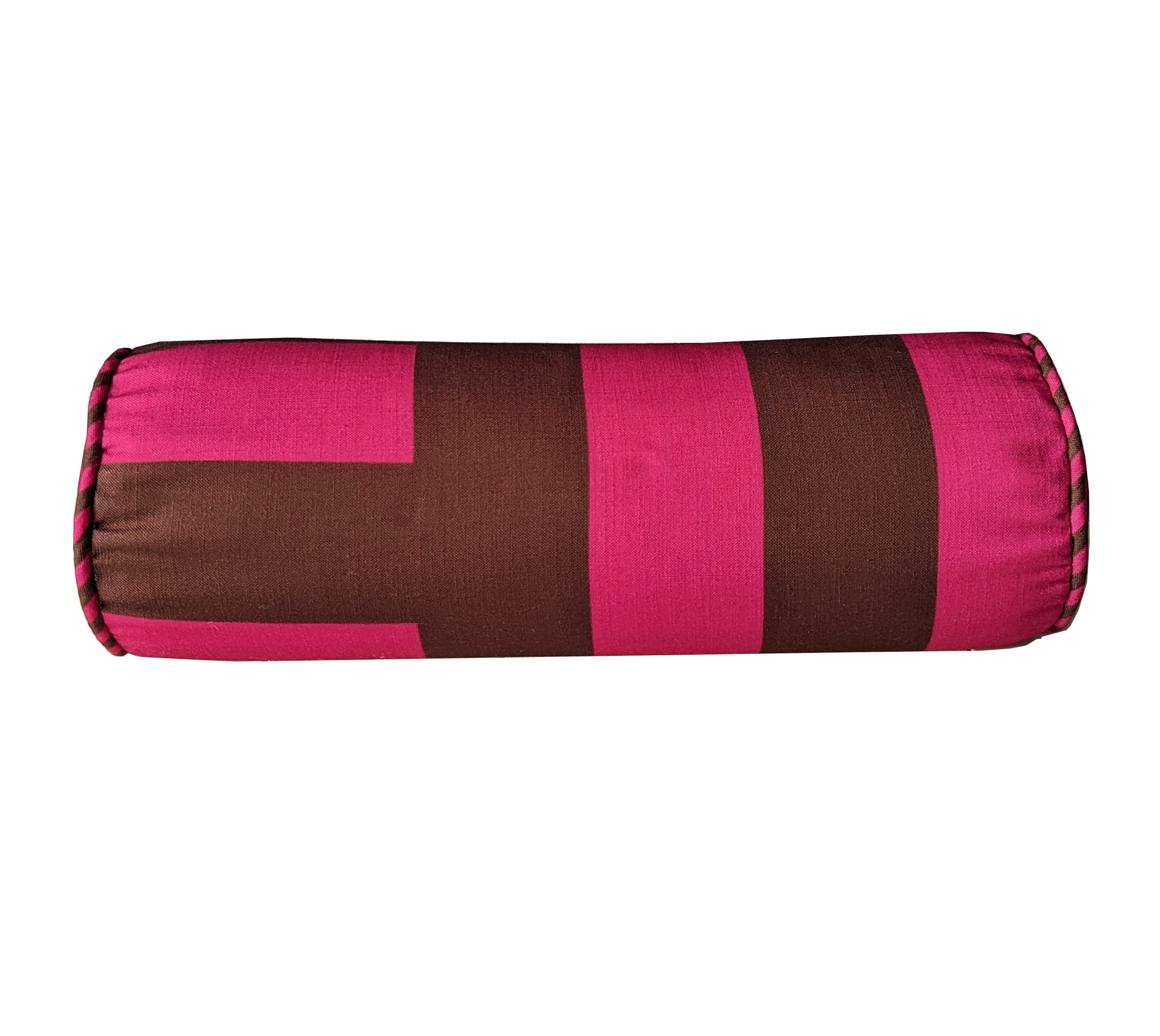 Column Bolster -  Fuchsia & Peat Patchwork - Interior Design | Homewares | Dried Flowers
