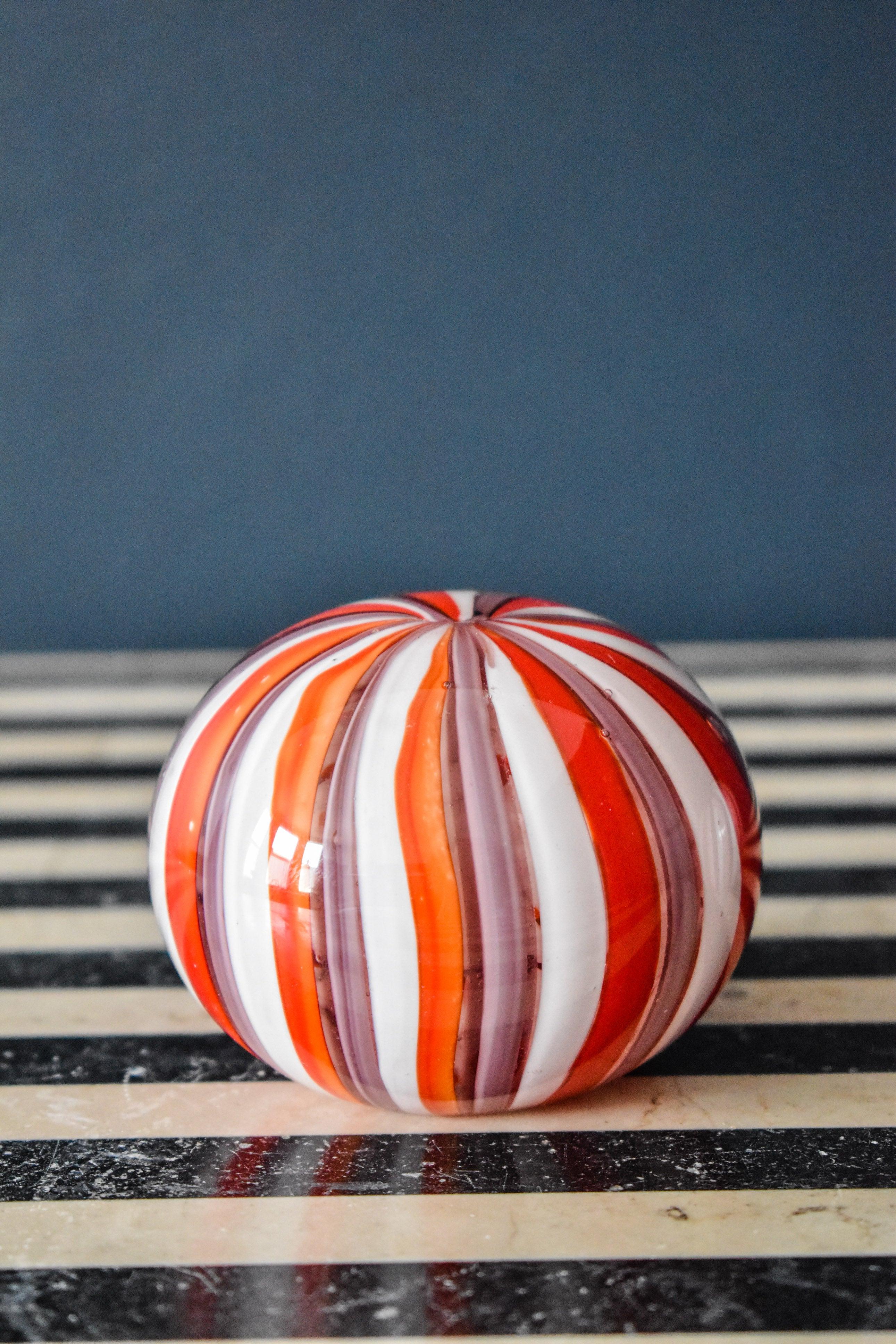 Glass Stripe Paper Weight - Red - Interior Design | Homewares | Dried Flowers